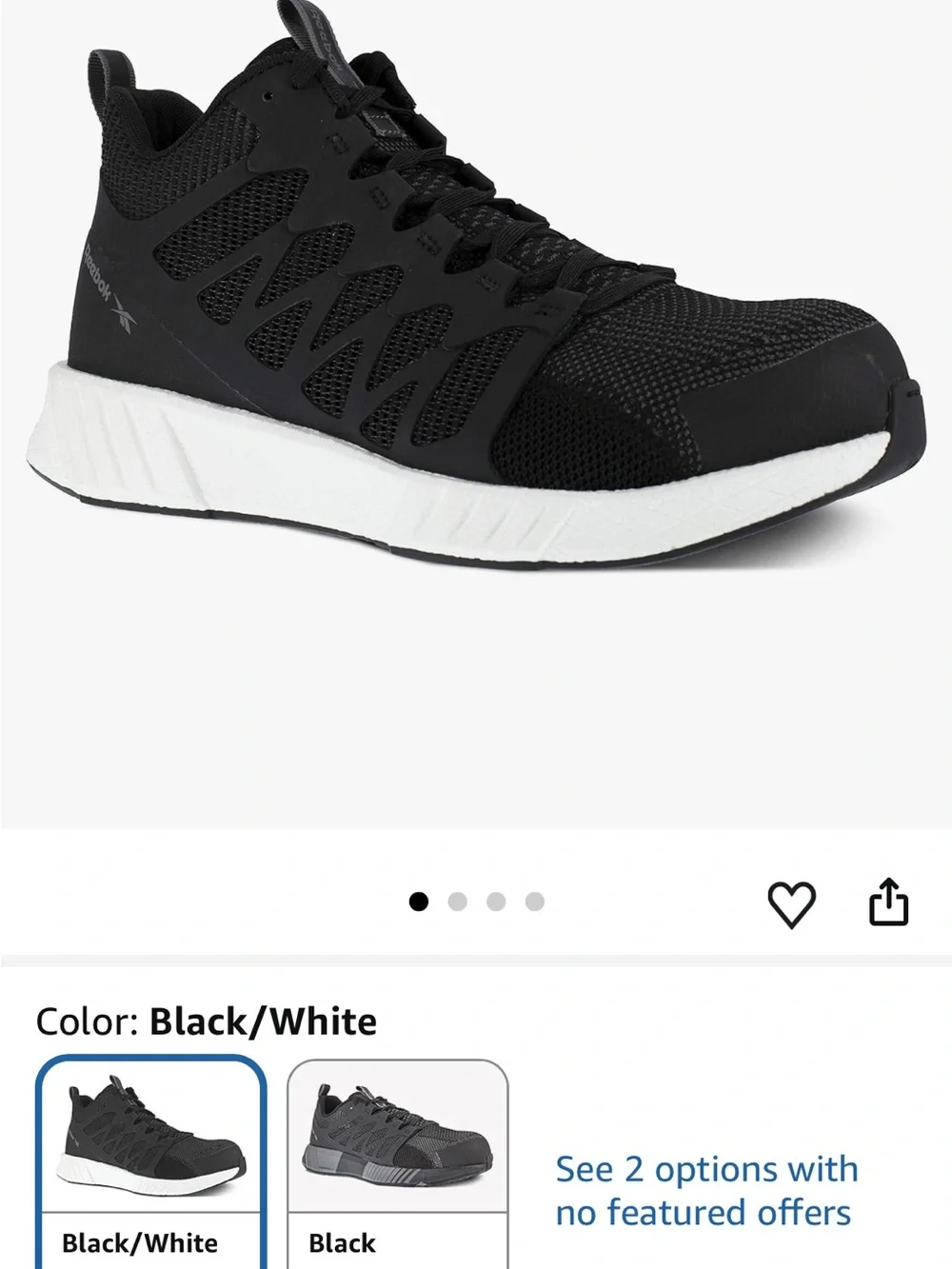 Reebok Men's Black and White Boat Shoes